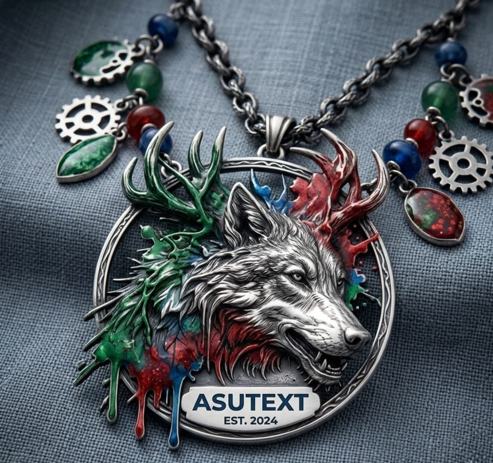 Silver Metallic Wolf Pendant Necklace